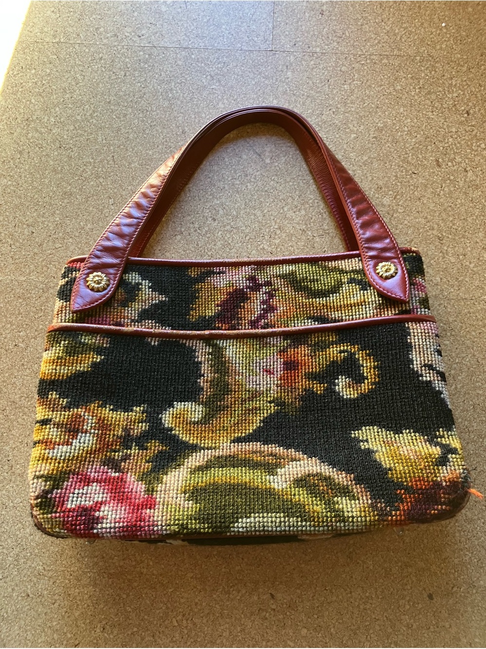 Vintage Koret 1960s Needlepoint Tapestry Bag Purse Carpetbagger Italy Boho